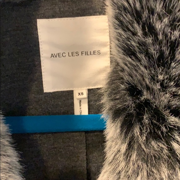 Avec Les Filles Grey Faux Fur Coat - Picture 3 of 5